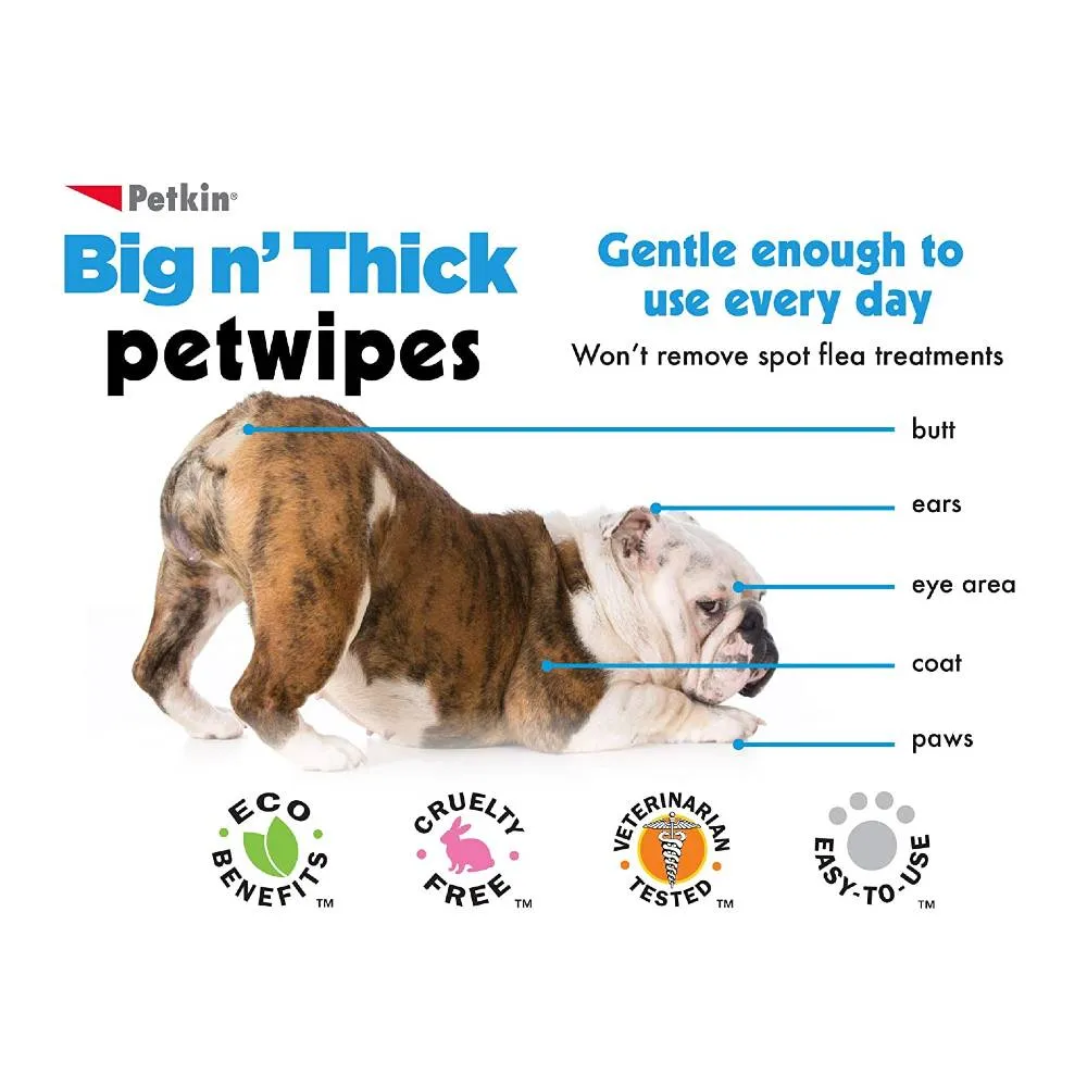 Petkin Big n Thick Oatmeal Petwipes, 100 wipes
