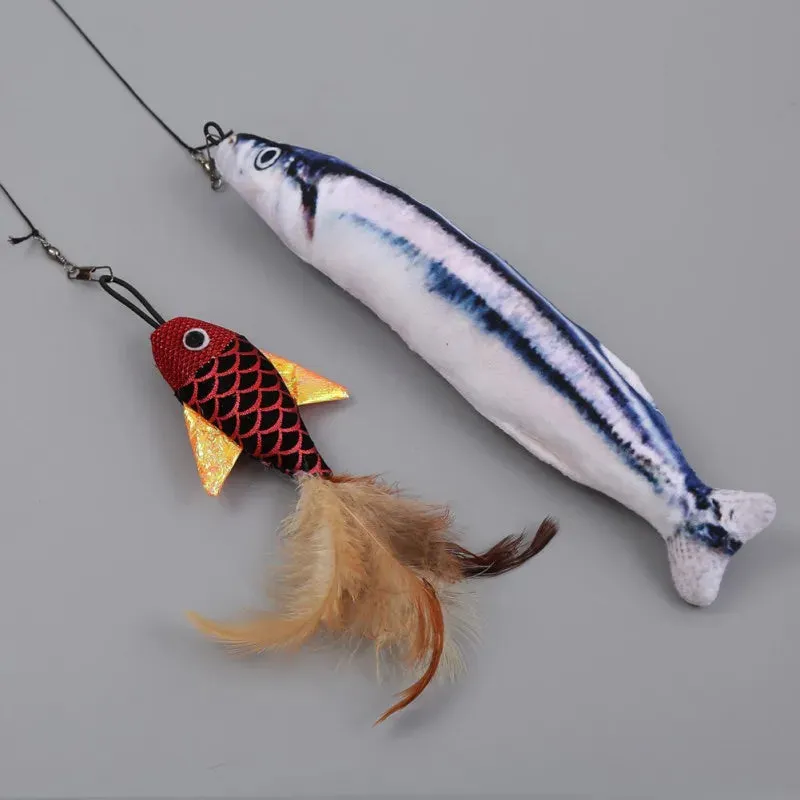 Retractable Feather Wand Cat Toy - Telescopic Fishing Rod Design
