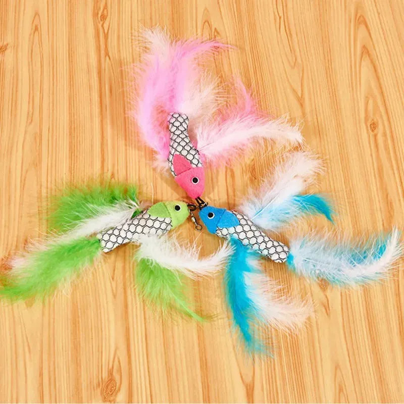 Retractable Feather Wand Cat Toy - Telescopic Fishing Rod Design