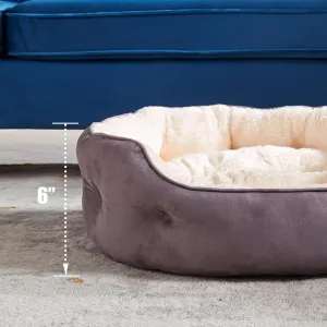 Round Cat Bed - Double-Sided Suede Fabric, Removable Pillow, Anti-Slip Bottom, Ideal for Indoor Cats & Dogs, Extra Soft & Washable Pet Bed - 21x19x6 Inch