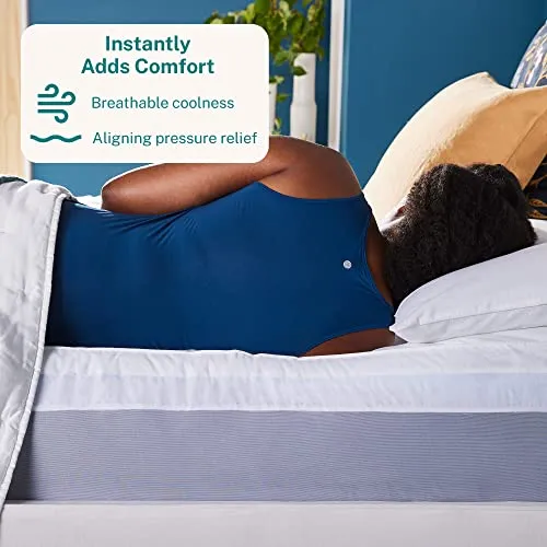 Sleep Innovations Dual Layer 4 Inch Memory Foam Mattress Topper, Twin Size, Medium Support, 2 Inch Cooling Gel Memory Foam Plus 2 Inch Pillow Top Cover