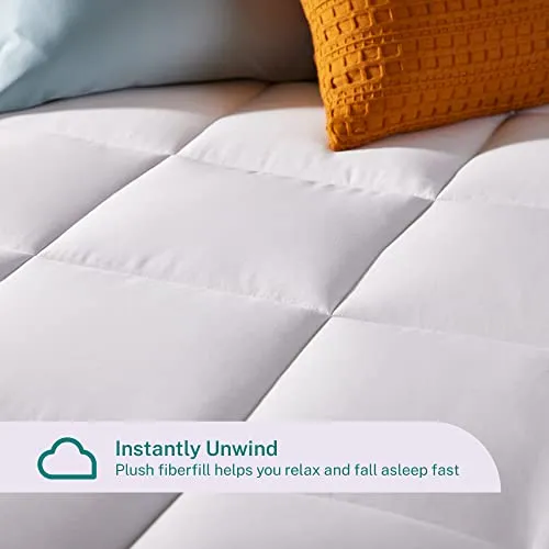Sleep Innovations Dual Layer 4 Inch Memory Foam Mattress Topper, Twin Size, Medium Support, 2 Inch Cooling Gel Memory Foam Plus 2 Inch Pillow Top Cover