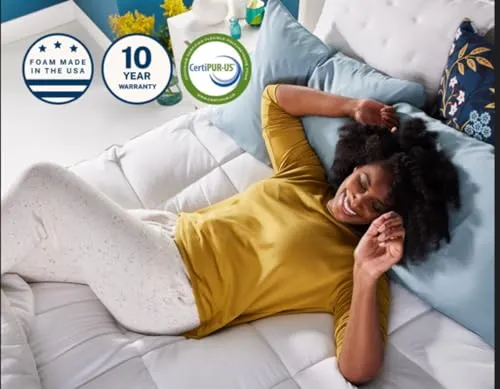Sleep Innovations Dual Layer 4 Inch Memory Foam Mattress Topper, Twin Size, Medium Support, 2 Inch Cooling Gel Memory Foam Plus 2 Inch Pillow Top Cover