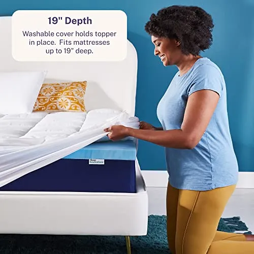 Sleep Innovations Dual Layer 4 Inch Memory Foam Mattress Topper, Twin Size, Medium Support, 2 Inch Cooling Gel Memory Foam Plus 2 Inch Pillow Top Cover