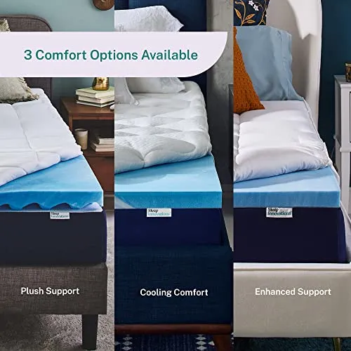 Sleep Innovations Dual Layer 4 Inch Memory Foam Mattress Topper, Twin Size, Medium Support, 2 Inch Cooling Gel Memory Foam Plus 2 Inch Pillow Top Cover
