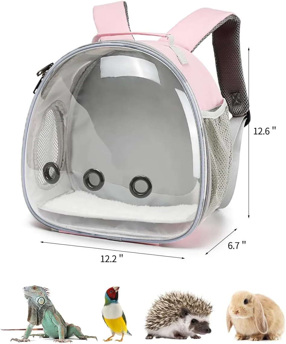 Small Animal Carrier Backpack Space Capsule Bubble Window Carrier Backpack for Lizard Guinea Pig (Pink)