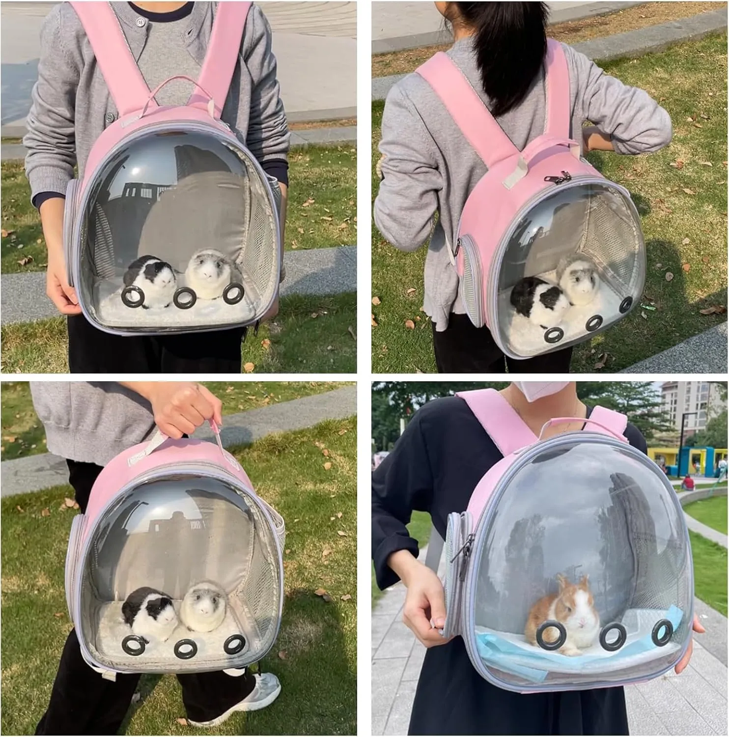 Small Animal Carrier Backpack Space Capsule Bubble Window Carrier Backpack for Lizard Guinea Pig (Pink)