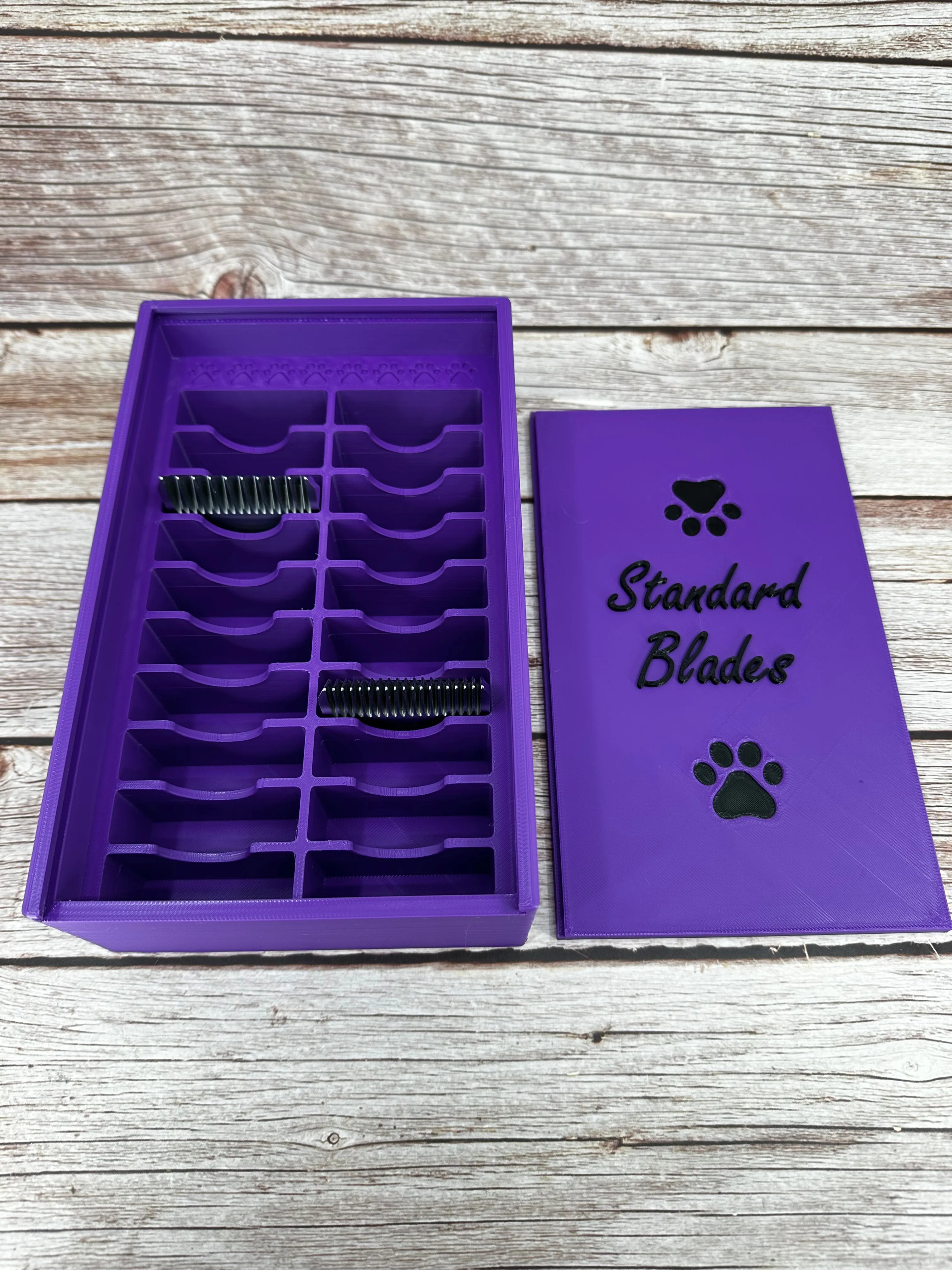 The Blade Box- *Standard* Dog Grooming Standard Size Clipper Blade Holder with Lid | up to 20 |