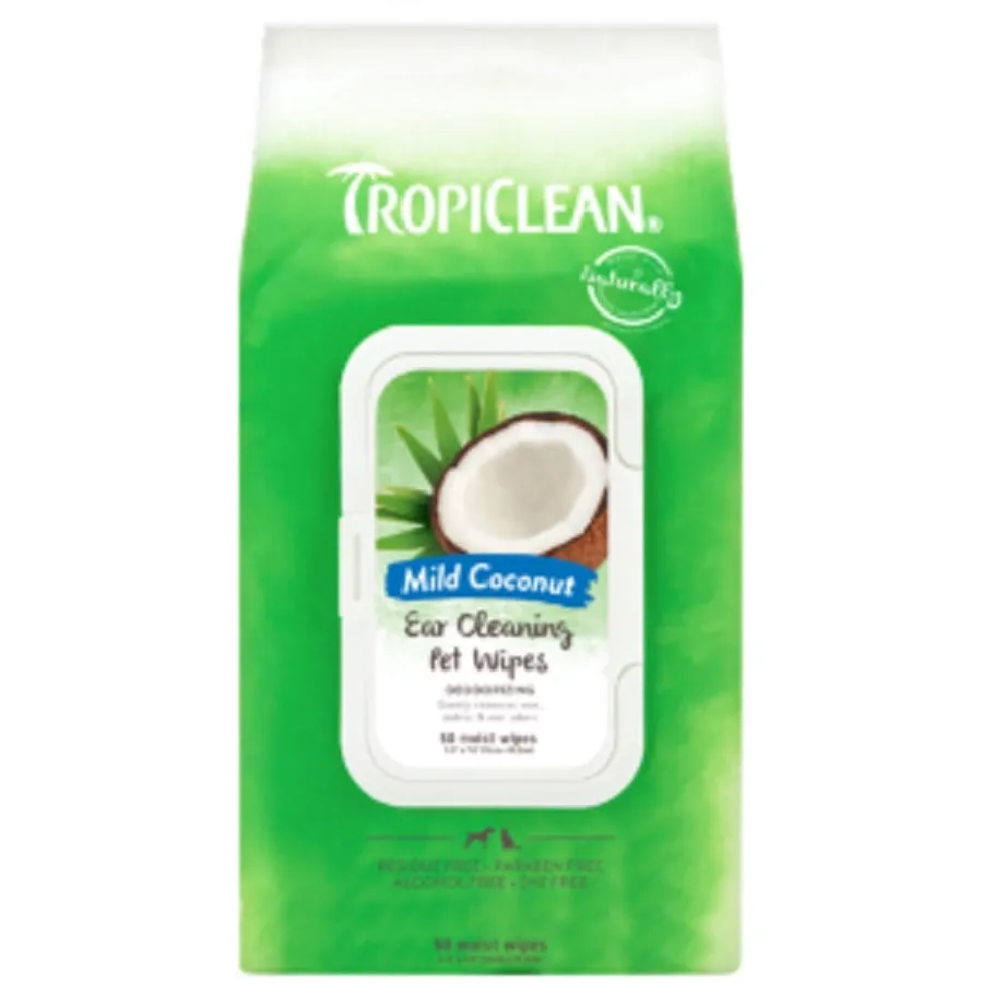 TropiClean Mild Coconut Ear Cleaning Pet Wipes