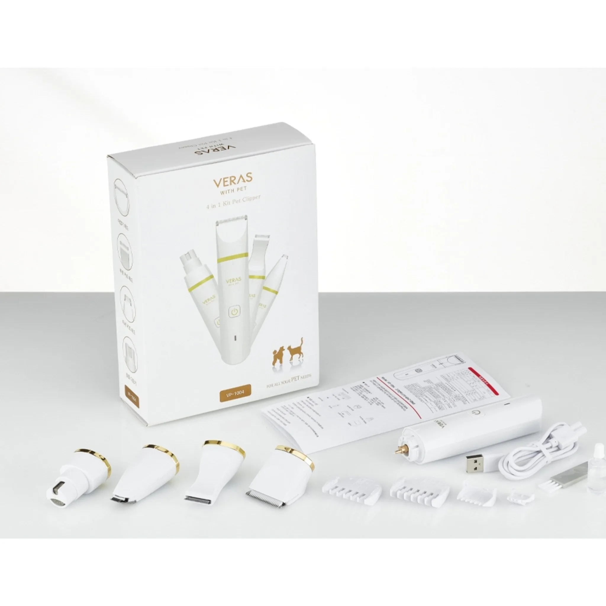 Vera's Waterproof Pet Clipper VP-1004, White   Gold, 1 Set - 🏆 #40 - Pet Supplies - Best of December