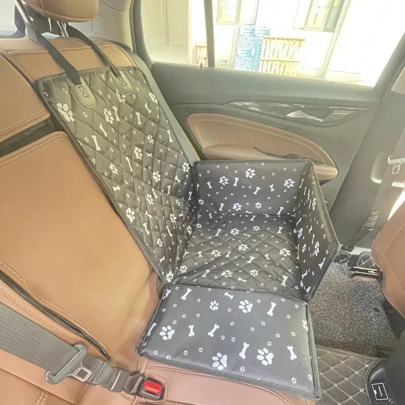 Waterproof Pet Car Seat Cover for Dogs - Durable Oxford Hammock with Foldable Travel Design