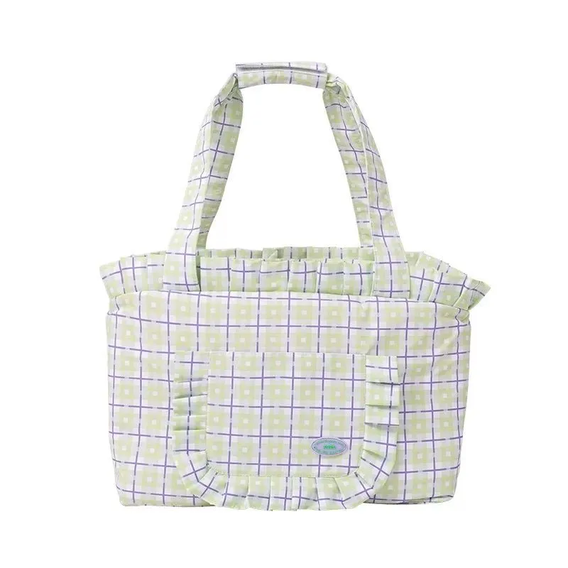 ZEZE Outdoor Plaid Shoulder Pet Bag