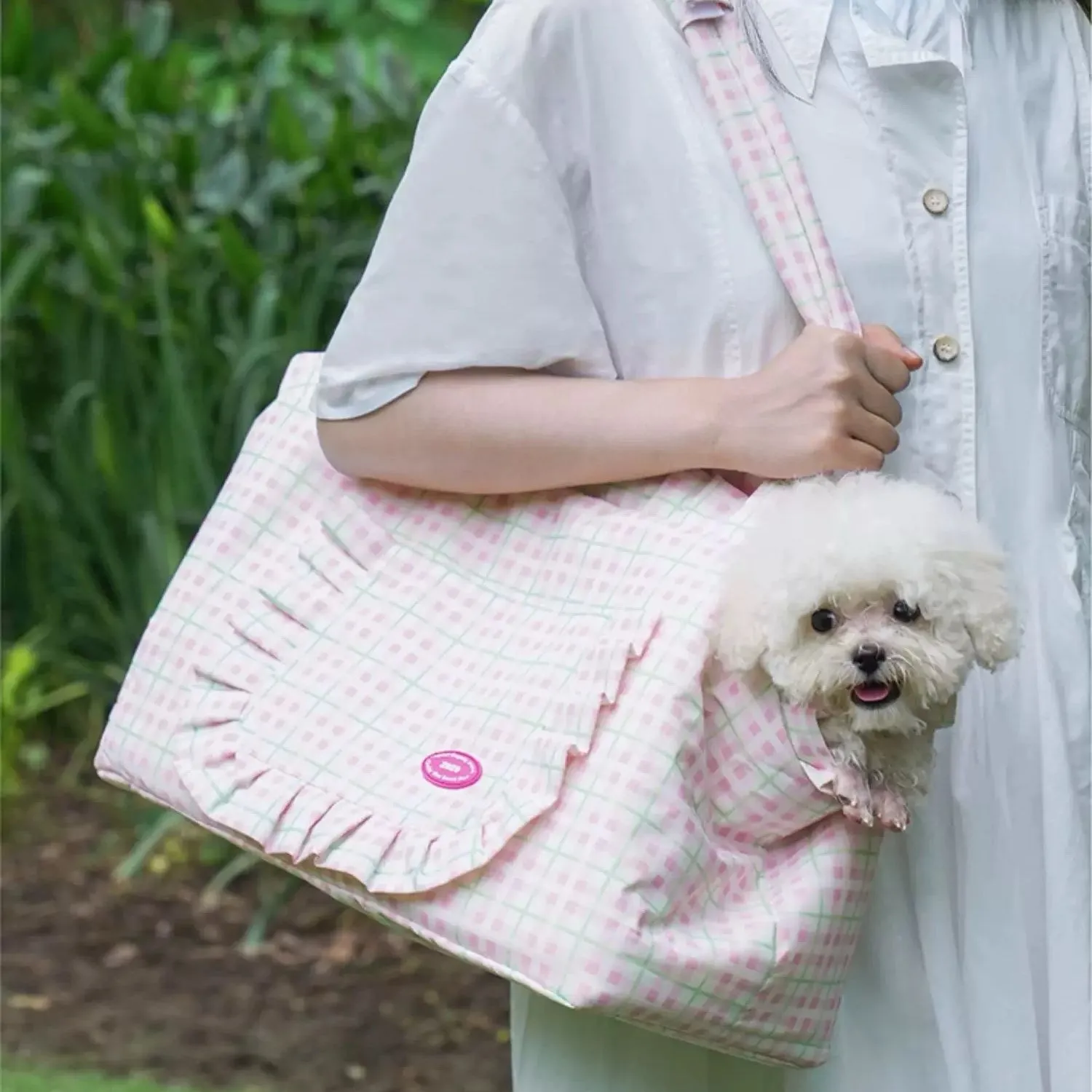 ZEZE Outdoor Plaid Shoulder Pet Bag