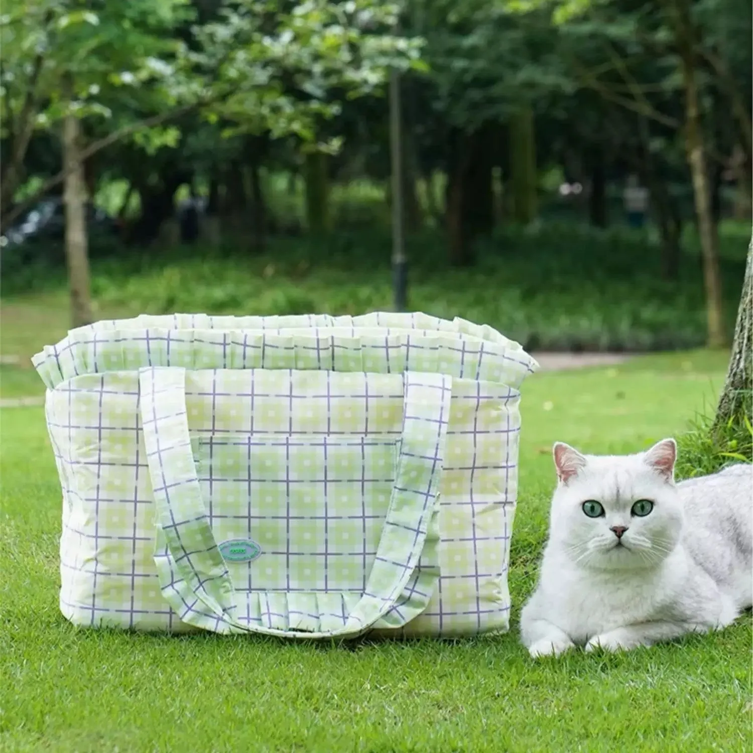 ZEZE Outdoor Plaid Shoulder Pet Bag
