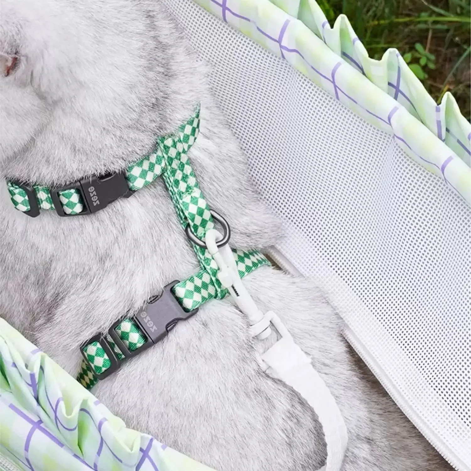 ZEZE Outdoor Plaid Shoulder Pet Bag