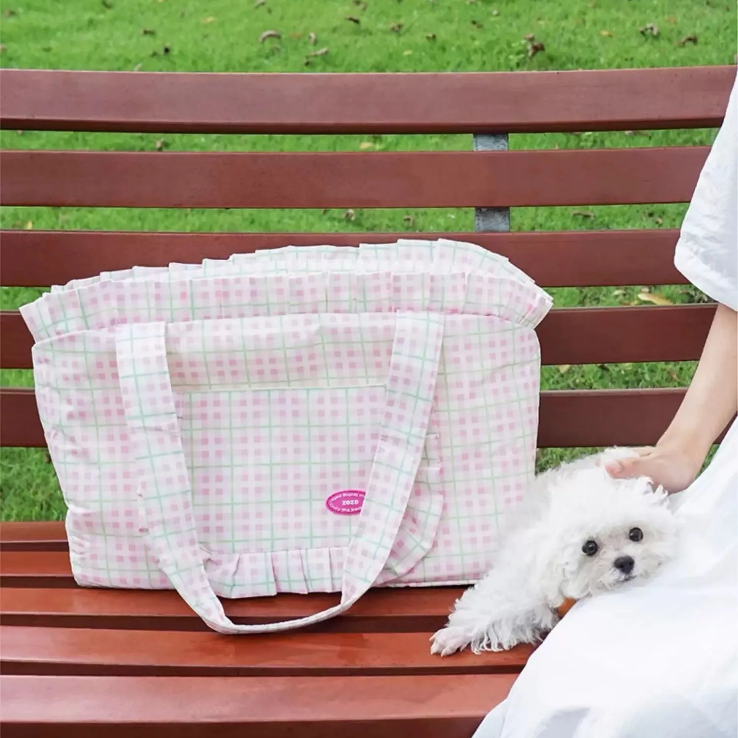 ZEZE Outdoor Plaid Shoulder Pet Bag