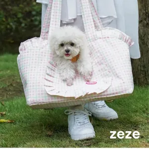 ZEZE Outdoor Plaid Shoulder Pet Bag