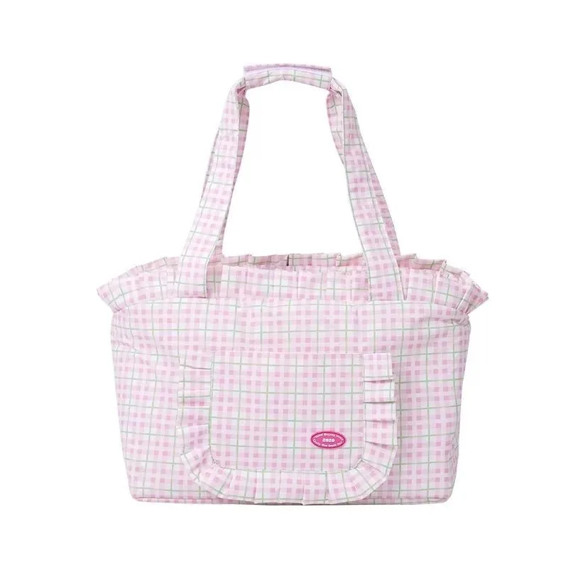 ZEZE Outdoor Plaid Shoulder Pet Bag